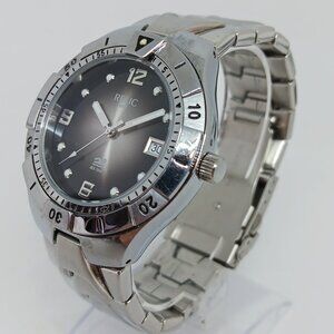 Relic ZR11607 Men's 40mm Silver S/Steel Gray Dial Date Watch NEW BATTERY